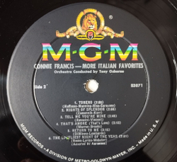 Винтажная виниловая пластинка LP Connie Francis More Italian Favorites (USA 1960)