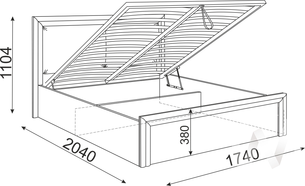 Кровать 1;6 с подъем. мех. и мягкой частью М32 Спальня Глэдис (ясень шимо светлый/белый)