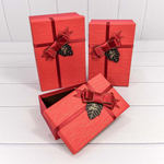Коробка 23х16х9.5 см Набор 3 шт "For You" с бантом (Розовый, Красный)