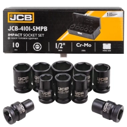 Набор головок ударных,10пр. 1/2''6гр.(10,12,13,14,15,17,19,21,22,24),в метал. Кейсе JCB JCB-4101-5MPB