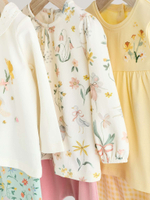 Лонгслив и легинсы в комплекте для малышей Next E67-029, 3 шт., Молочный, Розовый, Светло-желтый