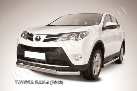 Защита переднего бампера (нержавейка) Toyota Rav-4 (2012-2015) d76+d57