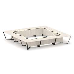 Steel Meet Стол переговорный квадратный KMK-PR.B.SP-24K Денвер Светлый/Ваниль Глянец/Металл Черный 4