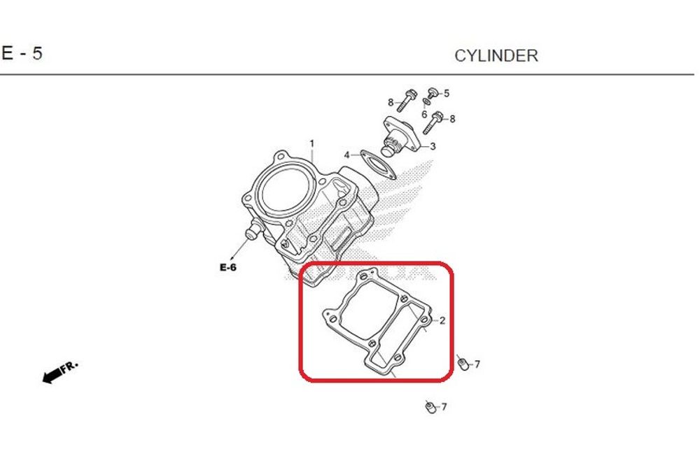 12191-KPP-900 (12191-KPP-901). GASKET, CYLINDER. Honda CBR125, CBR150, CB125R (CBF125N)