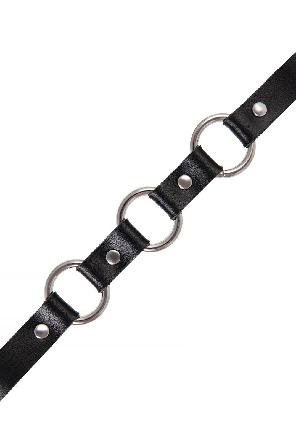 Чокер-ошейник Pecado 3121 с тремя кольцами, натуральная кожа