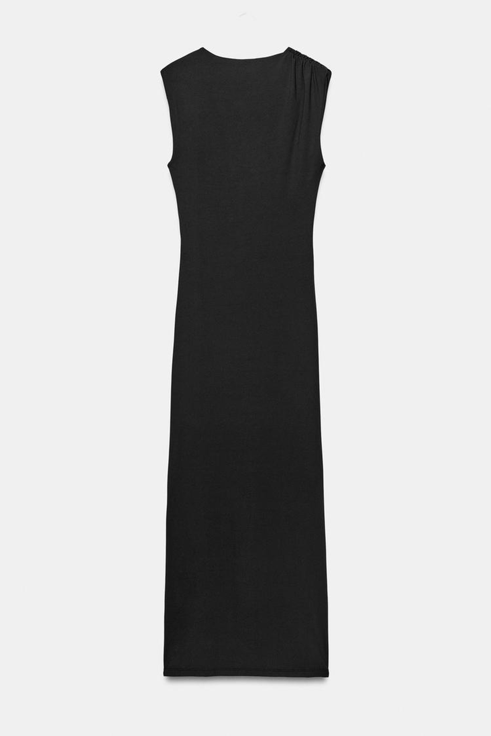 ZARA ПЛАТЬЕ МИДИ СО СБОРКАМИ, ЧЕРНЫЙ