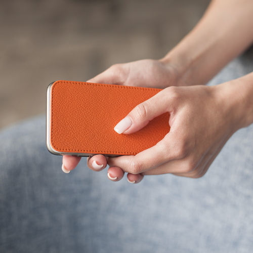 Чехол для iPhone XR из натуральной кожи теленка, оранжевого цвета