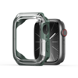 Чехол-бампер с зелеными вставками от Dux Ducis для часов Apple Watch 45мм на модели 7, 8 и 9 серии, серия Tamo Series Case