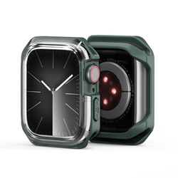 Чехол-бампер с зелеными вставками от Dux Ducis для часов Apple Watch 45мм на модели 7, 8 и 9 серии, серия Tamo Series Case