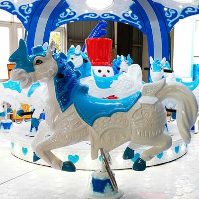 Детская электрическая карусель «Снежная корона» синяя, 12 мест