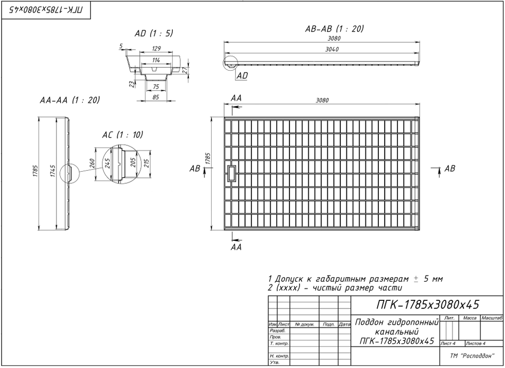 ПГК 1785*3080*45