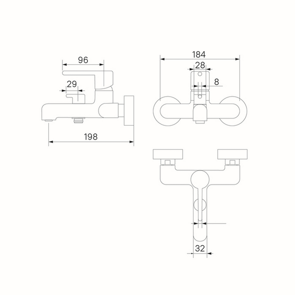 Смеситель для ванны 35к IDDIS AIGBC00i02WA "Aiger" без душ. аксессуаров, ХРОМ матовый