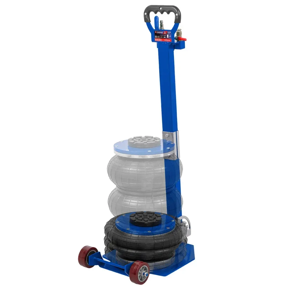 Домкрат подкатной пневматический 3т (4-8bar, h min 135мм, h max 400мм, 3 подушки, Ø250мм) Forsage F-TRA1812