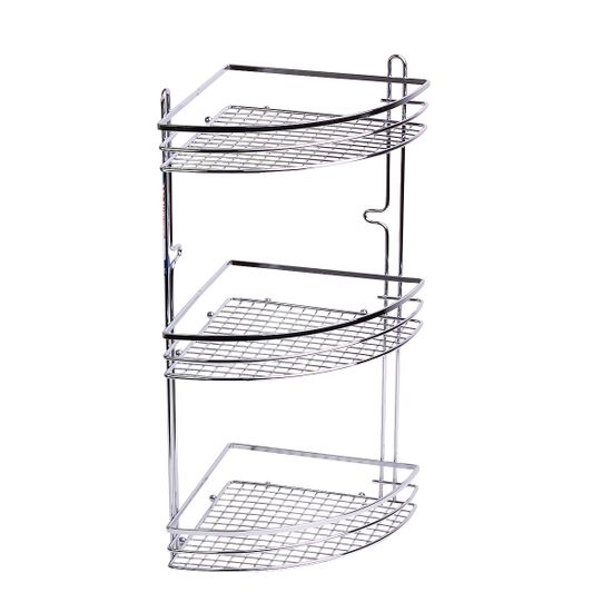 Полка для ванной 3-ярусная угловая Besser BS 0164 (27,5х21х47 см) из хромированной стали