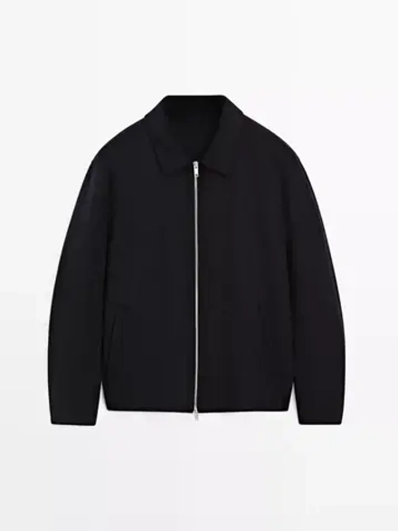 Massimo Dutti Куртка из смесовой шерсти в тонкую полоску, темно-синий