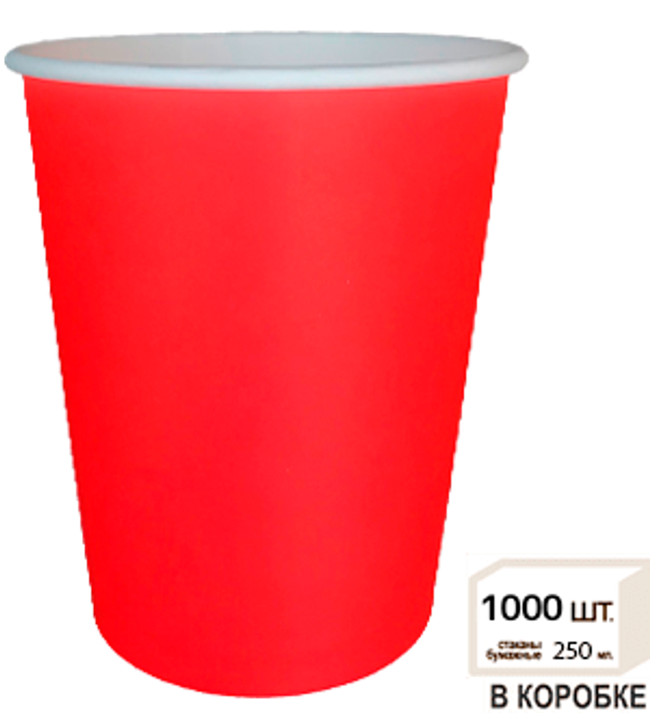 Бумажный стакан 250мл. Красный, 1000шт/кор. Cups-OK