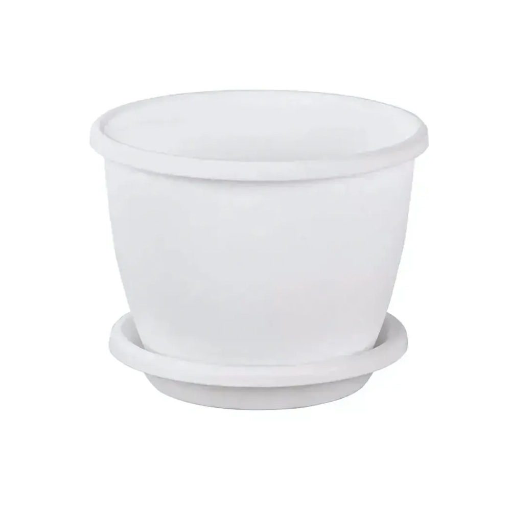 Горшок цветочный Афина 5,5л (с поддоном) (белый)