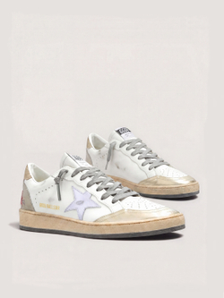 Ball Star in white leather with silver star and red heel tab