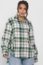 Рубашка оверсайз Дарика (бело-зеленая) Б14263-30М LT Collection