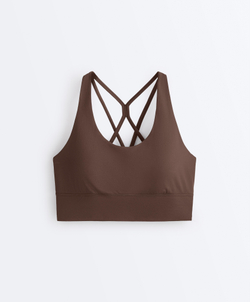 Oysho Спортивный бюстгальтер с бретелями на спине, коричневый