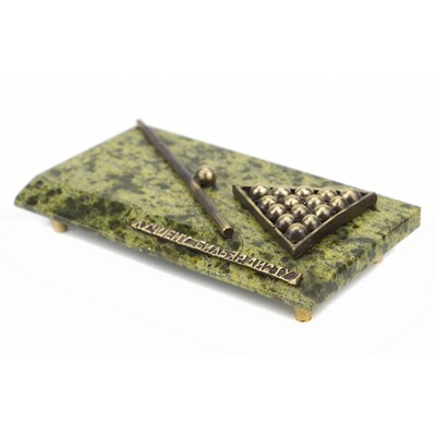 Сувенир "Подарок лучшему бильярдисту" бронза змеевик