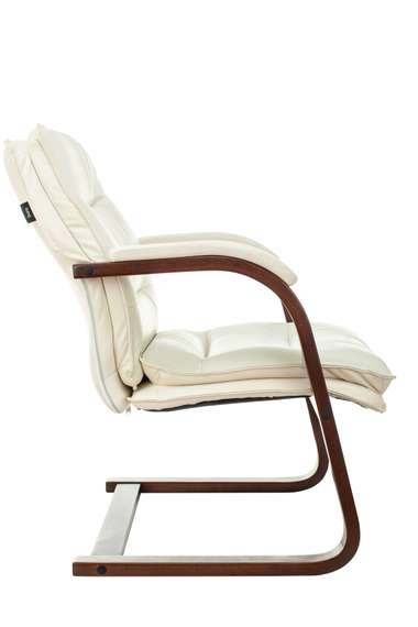 Кресло Бюрократ T-9927WALNUT-AV слоновая кость кожа полозья дерево