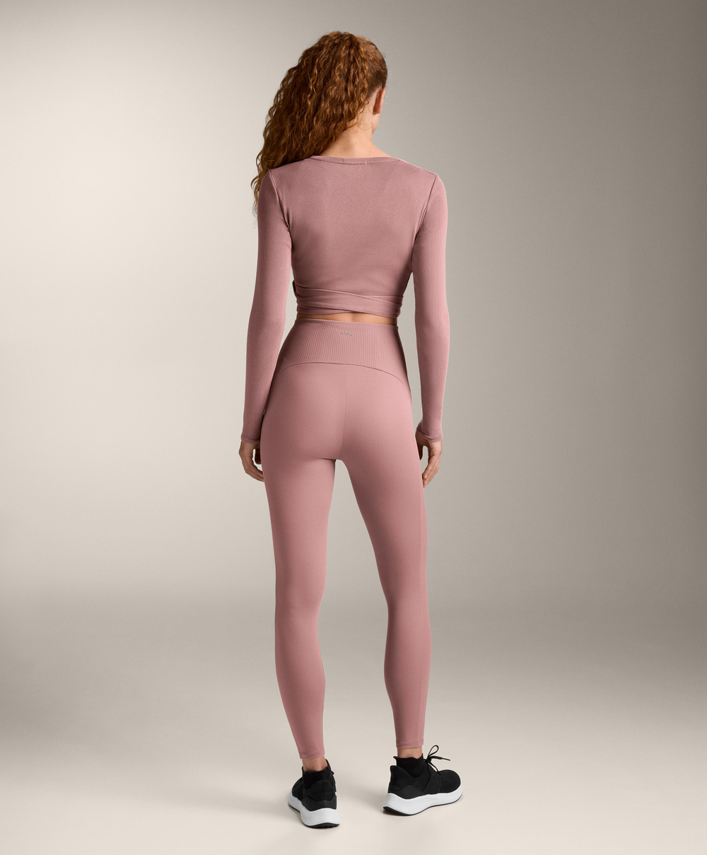 Oysho Футболка с длинными рукавами на запахе, розовый