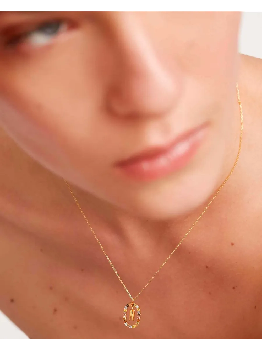 Колье Буква N серебро 925 пробы покрытое золотом