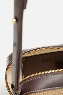 ZARA ПЛЕТЕНАЯ СУМКА ЧЕРЕЗ ПЛЕЧО, КОРИЧНЕВЫЙ
