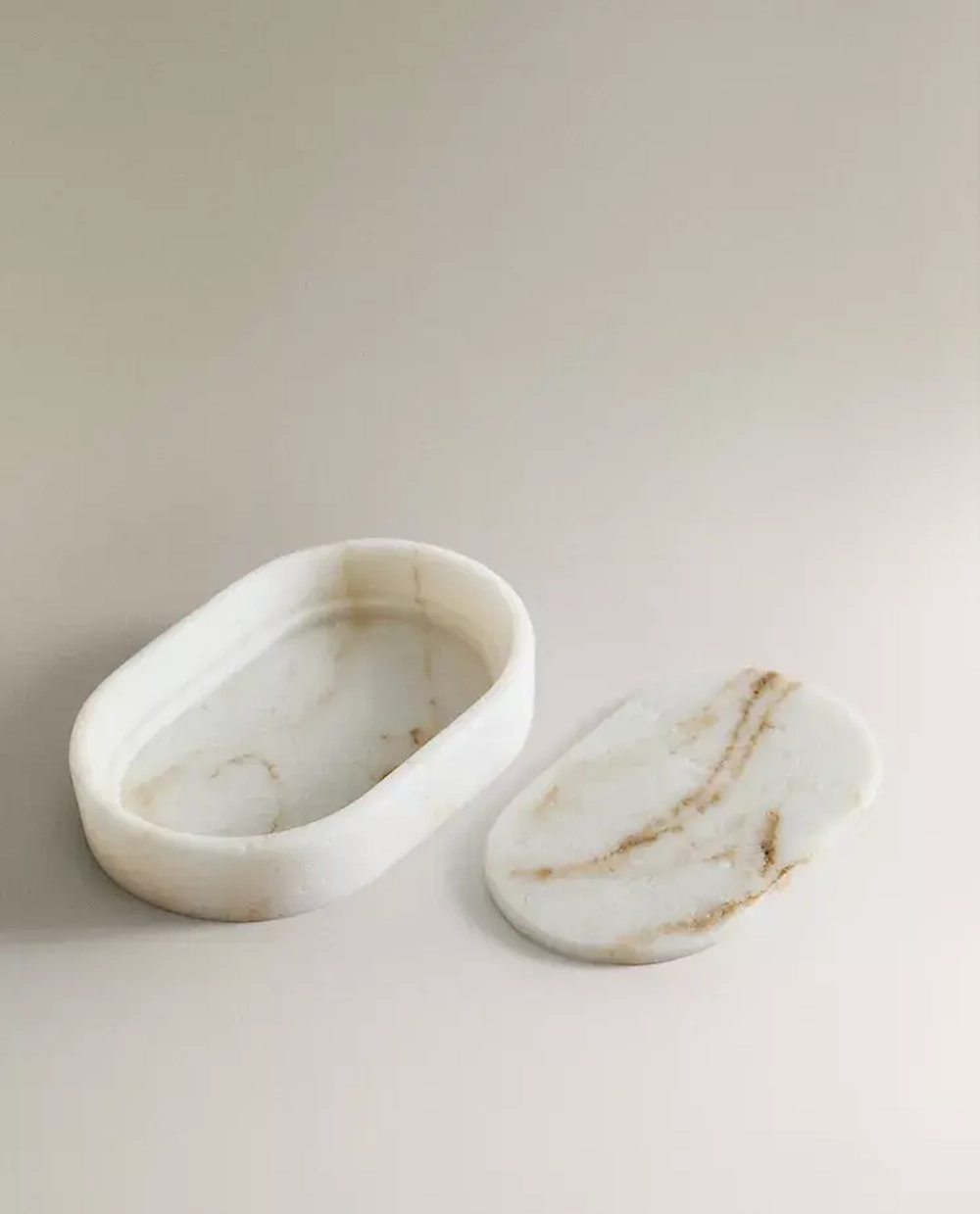 ZARA HOME МЫЛЬНИЦА ДЛЯ ВАННОЙ С МРАМОРНЫМ УЗОРОМ, ЭКРЮ