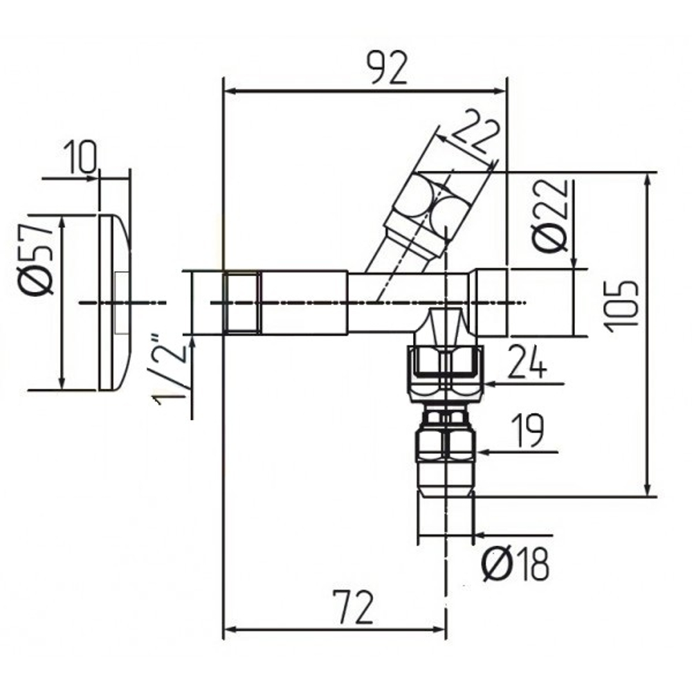 Кран-фильтр запорный Migliore 31748 бронза схема