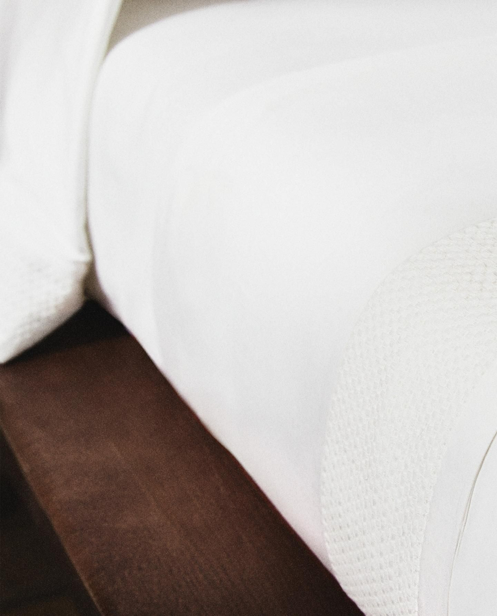 Zara Home - Атласная простыня с вязаной каймой, белый, 160x280 см