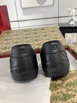 Мужские кроссовки Gucci G75 из кожи черного цвета