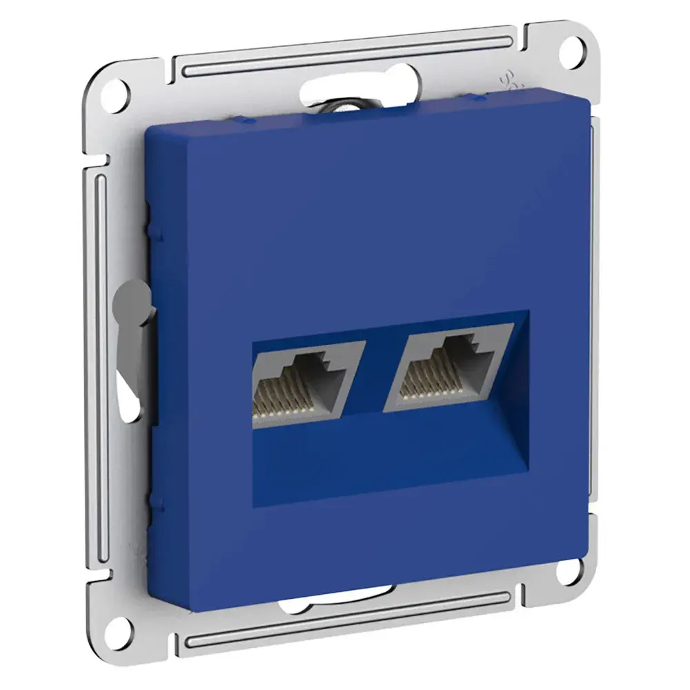 ATLASDESIGN РОЗЕТКА двойная компьютерная RJ45+RJ45 кат. 5e, механизм, АКВАМАРИН