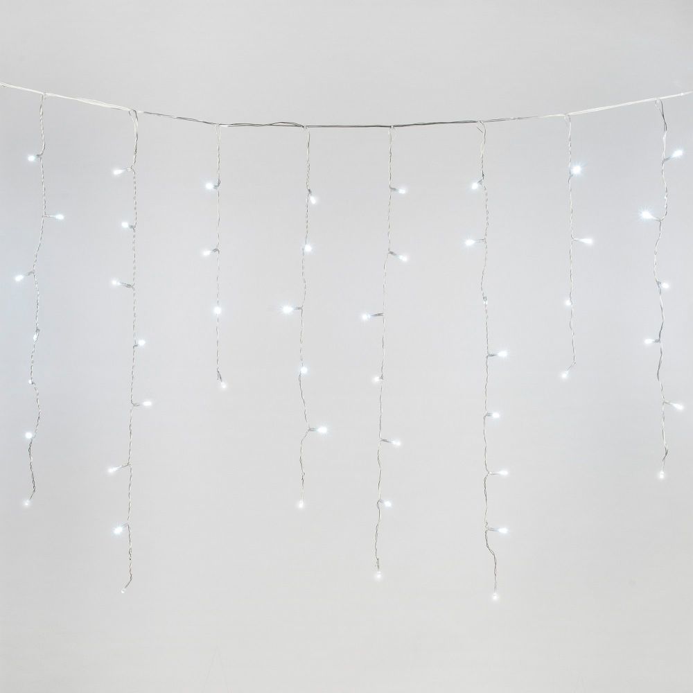 ULD-B12006-195-TTK WHITE IP44 Бахрома светодиодная с эффектом мерцания. 12м. Соединяемая. 195 светодиодов. Белый свет. Провод прозрачный. ТМ Uniel