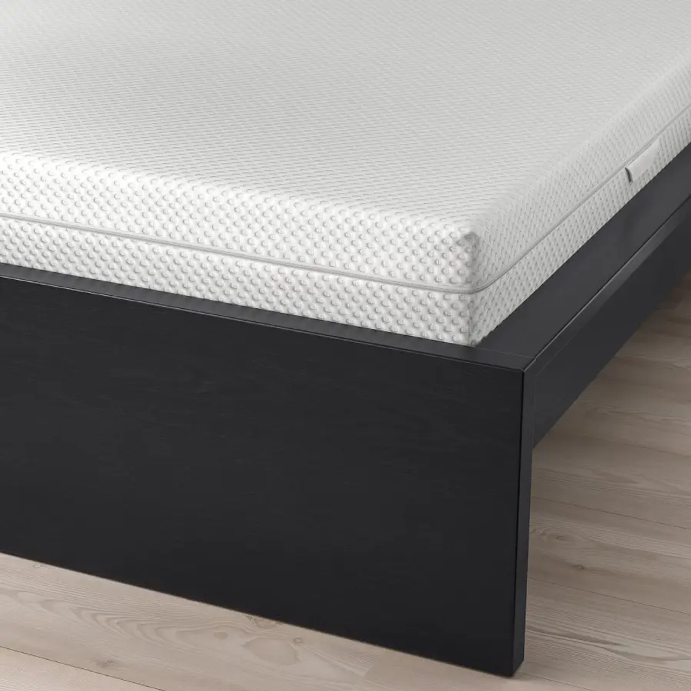 Кровать - IKEA MALM, 200х160 см, жесткий матрас,  черный, МАЛЬМ ИКЕА