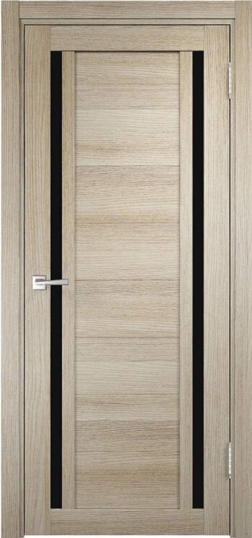 Межкомнатная дверь Z-4 / Цвет тон Кремовая лиственница / Остекление "Лакобель черное" / Двери Верда