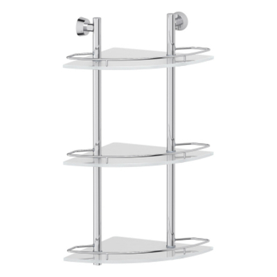 Полка угловая 3-х ярусная 28 cm (матовое стекло; хром) (FBS)