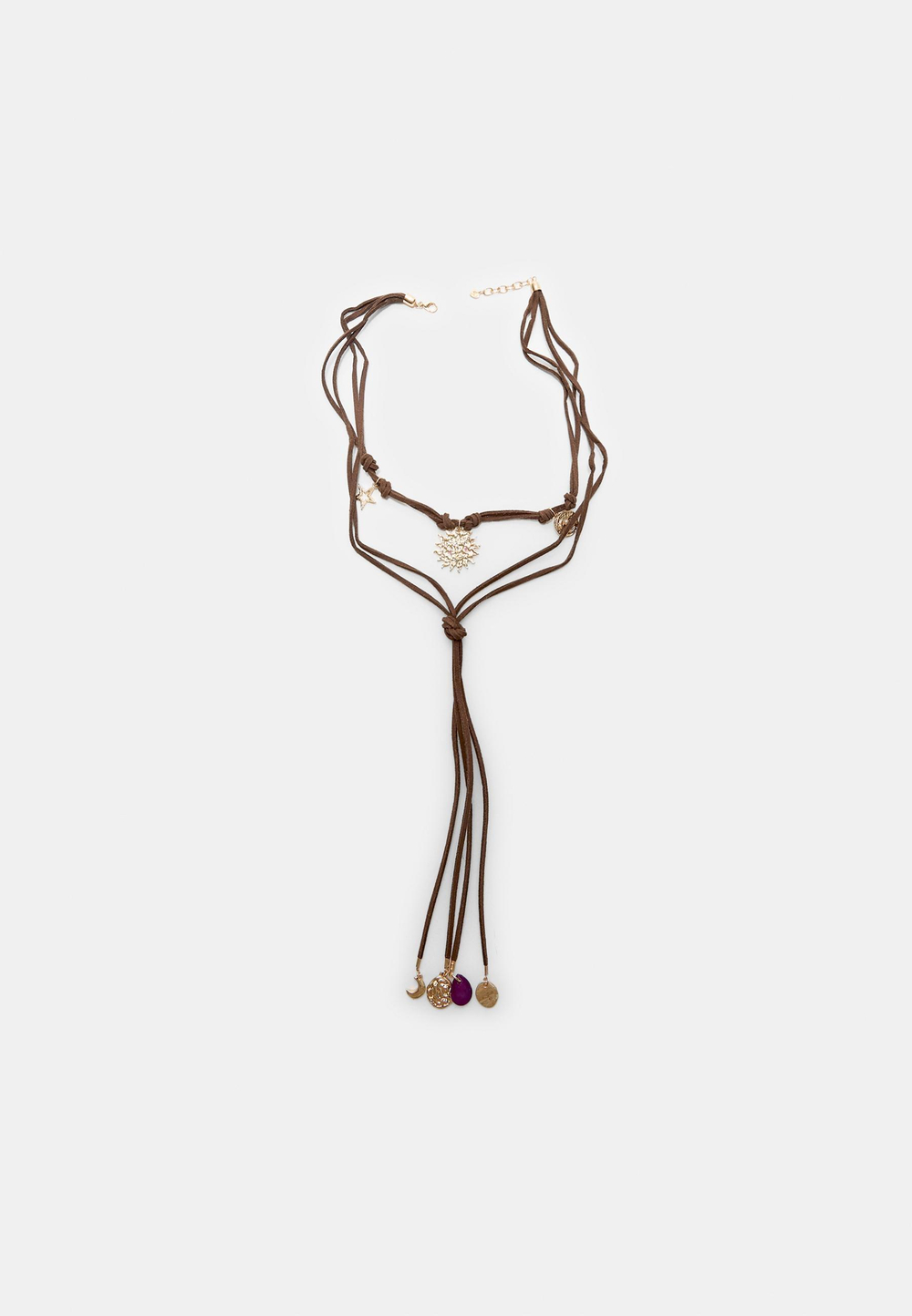 STRADIVARIUS Ожерелье из бисера с подвесками, коричневый