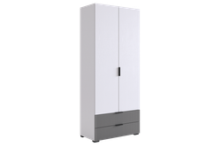 Шкаф двухдверный "Зефир" 108.01,(Белое дерево/Серый(эмаль),