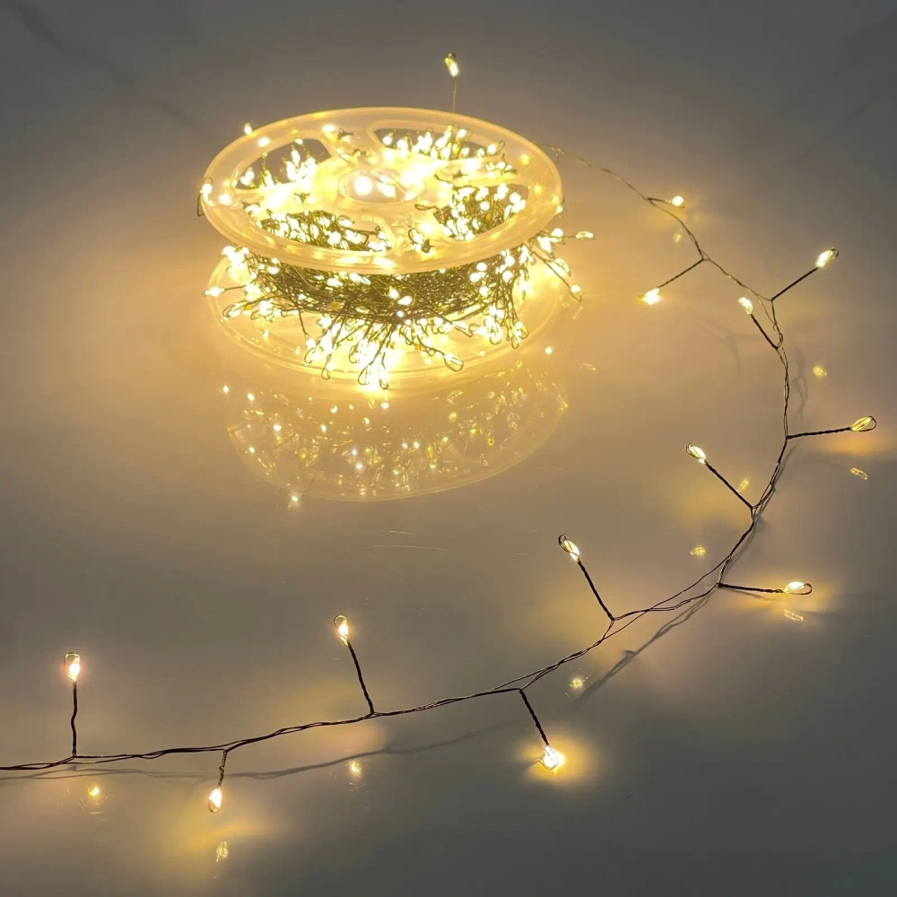 Гирлянда для дома НИТЬ «Мишура» 20 м 500 ламп LED, зеленый провод, мерцание, IP-20, 220v, Теплый белый