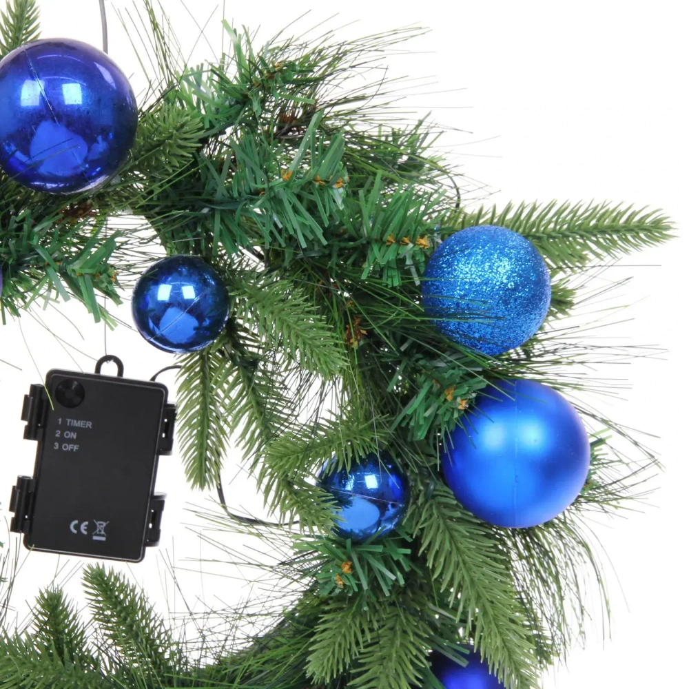 Венок хвойный «Сказочное чудо» d-40 см, ПВХ, литой ПВХ, Синий