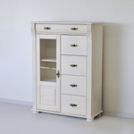 Комод деревянный Сюзанна 91х42х125 см, белый комод из массива сосны с 5-ю ящиками и дверью