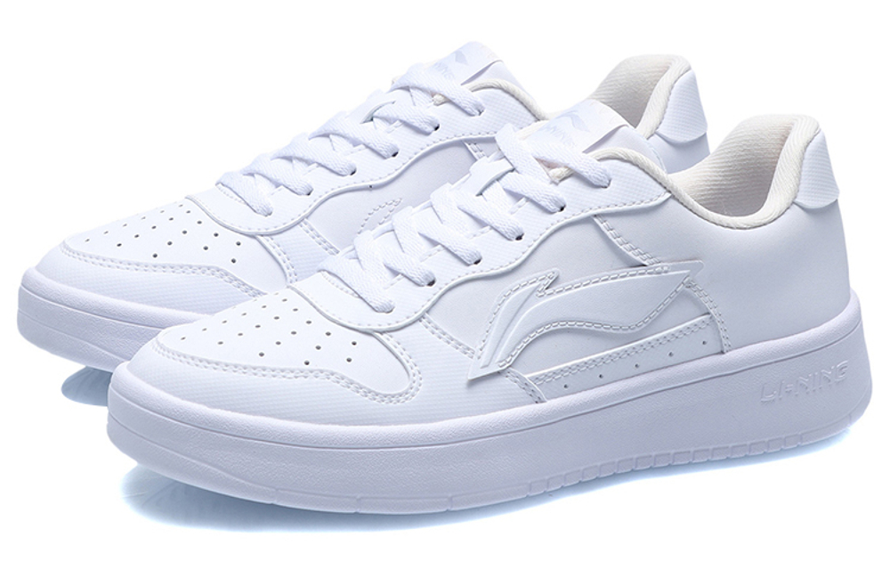 LiNing Li Ning pontoon casual all-match thick-soled white shoes, non-slip, wear-resistant, breathable, increased low-top sneakers, women's white