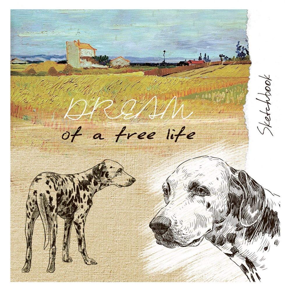 Скетчбук 150*150 мм., 80л., "Далматин", 100 г/м2, Проф-Пресс, 7БЦ, ламинация, жёсткая подложка, белый офсет