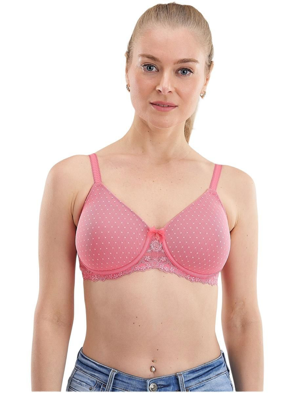 Бюстгальтер с плотной чашкой без косточек для фиксации экзопротеза молочной железы Amoena 95A коралловый