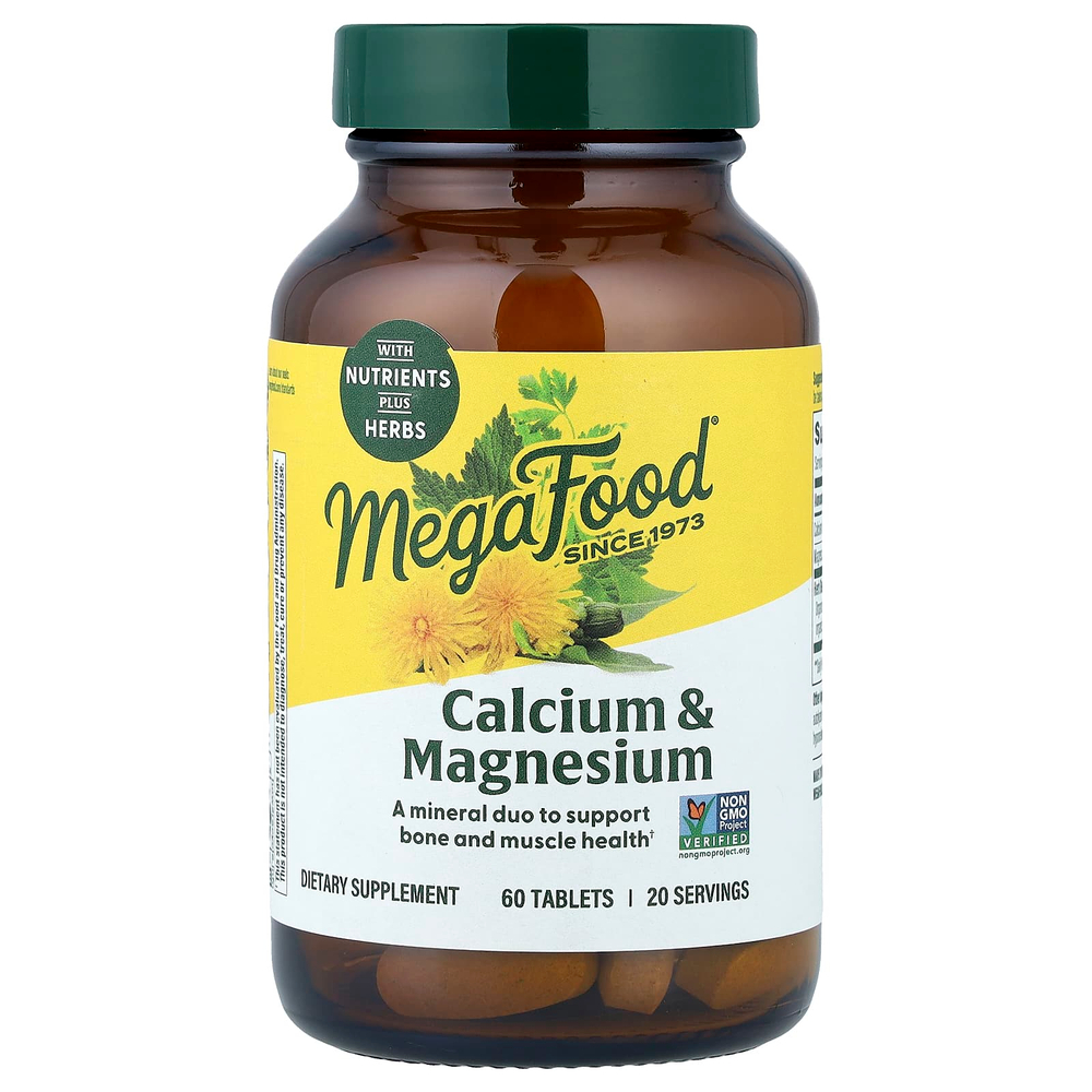 MegaFood, Кальций и магний, 60 таблеток