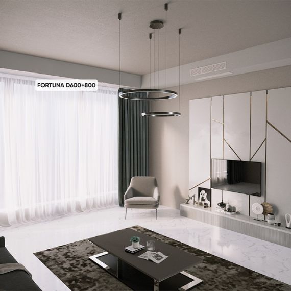 Подвесная люстра Crystal Lux FORTUNA SP123W LED D600+800 BLACK