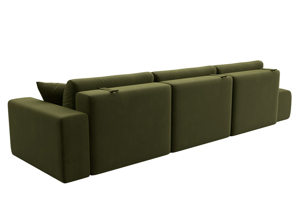 Диван прямой Лига-036 НПБ Модерн Лонг подлокотник справа МИКРОВЕЛЬВЕТ Зеленый