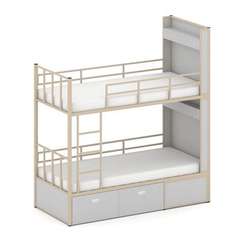 Overnight Кровать 2-х ярусная ON.K2-001 Серый/Металл Капучино 2080*950*2260